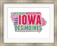 Framed Iowa Word Cloud Map