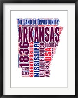 Framed Arkansas Word Cloud Map