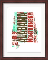 Framed Alabama Word Cloud Map