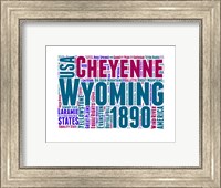 Framed Wyoming Word Cloud Map