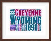 Framed Wyoming Word Cloud Map