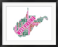 Framed West Virginia Word Cloud Map