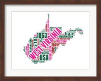 Framed West Virginia Word Cloud Map