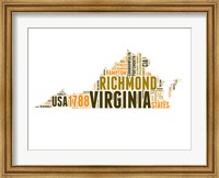 Framed Virginia Word Cloud Map