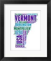 Framed Vermont Word Cloud Map