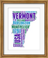 Framed Vermont Word Cloud Map