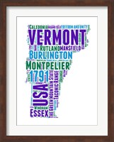 Framed Vermont Word Cloud Map