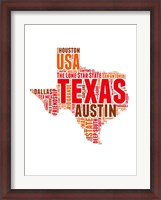 Framed Texas Word Cloud Map