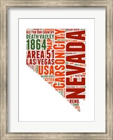 Framed Nevada Word Cloud Map