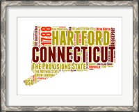 Framed Connecticut Word Cloud Map