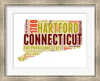 Framed Connecticut Word Cloud Map