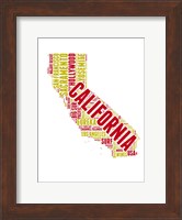 Framed California Word Cloud Map