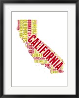 Framed California Word Cloud Map