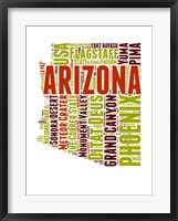 Framed Arizona Word Cloud Map