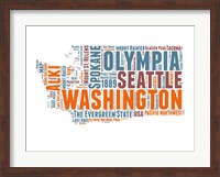 Framed Washington Word Cloud Map