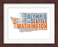 Framed Washington Word Cloud Map