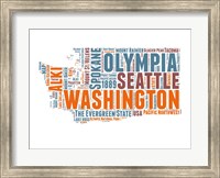 Framed Washington Word Cloud Map