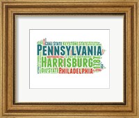 Framed Pennsylvania Word Cloud Map