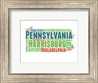 Framed Pennsylvania Word Cloud Map
