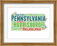 Framed Pennsylvania Word Cloud Map