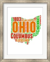 Framed Ohio Word Cloud Map