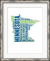 Framed Minnesota Word Cloud Map