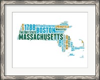 Framed Massachusetts Word Cloud Map