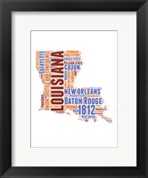 Framed Louisiana Word Cloud Map
