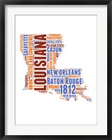 Framed Louisiana Word Cloud Map