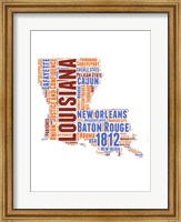 Framed Louisiana Word Cloud Map