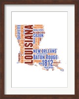 Framed Louisiana Word Cloud Map