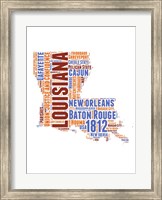 Framed Louisiana Word Cloud Map