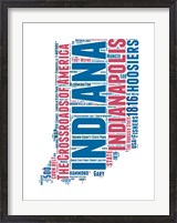 Framed Indiana Word Cloud Map