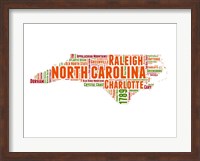 Framed North Carolina Word Cloud Map