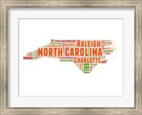 Framed North Carolina Word Cloud Map