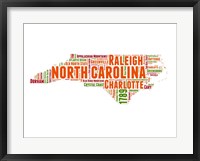 Framed North Carolina Word Cloud Map