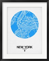 Framed New York Street Map Blue
