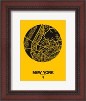 Framed New York Street Map Yellow