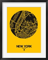 Framed New York Street Map Yellow