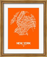 Framed New York Street Map Orange