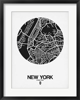 Framed New York Street Map Black and White