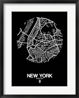Framed New York Street Map Black
