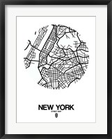 Framed New York Street Map White