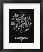 Framed Amsterdam Street Map Black