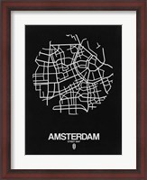 Framed Amsterdam Street Map Black