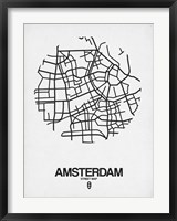 Framed Amsterdam Street Map White