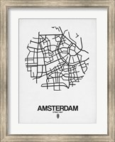 Framed Amsterdam Street Map White