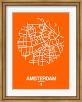 Framed Amsterdam Street Map Orange