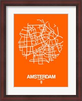 Framed Amsterdam Street Map Orange