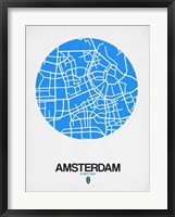 Framed Amsterdam Street Map Blue